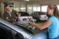 Professor Maguire and Stephanie Ainsworth outfit a vehicle with video cameras for data collection